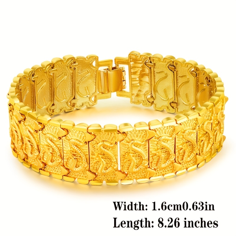 Men's Bold Wide-Band Dragon Bracelet, Trendy Accessory